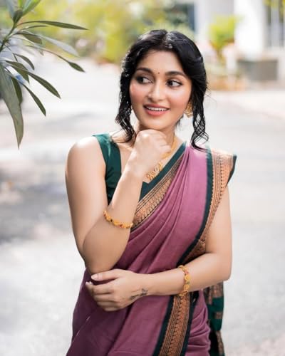 Image of Women's Kanjivaram Cotton Silk Saree South Indian Paithani Sari | gadwal cotton sarees with Zari Border and Blouse Piece - Suitable For All Indian Occasions and Festivals 191