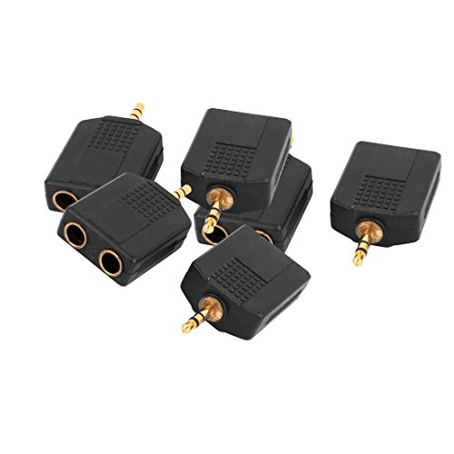 Echocart-6Pcs-Black-Dual-635mm-Female-to-35mm-Male-Audio-Convertor-Adapter-Connector