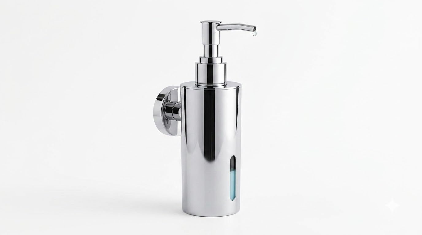 Wall Mounted Stainless Steel Soap Dispenser Chrome Finish | Refillable Design, Rust-Proof & Leak-Resistant, Smooth Pump Operation, Sight Window, For Bath & Kitchen-image-20