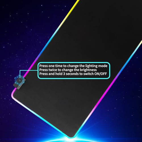 Image of RGB Gaming Mouse Pad-14 Light Modes, Extended Soft LED Mouse Pad, Anti-Slip Rubber Base, Computer Keyboard Large Mousepad Mat, Waterproof Mousepads (31.5 * 12 Inch)