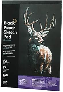 A3 Black Drawing Pad Artist Sketch Pad Oil Pastel Paper Pad Black Paper Sketchbook Professional Painting Pad Perfect for Oil Pastels, Chalk, Highlight Pen, Graphite & Colored Pencils, Charcoal