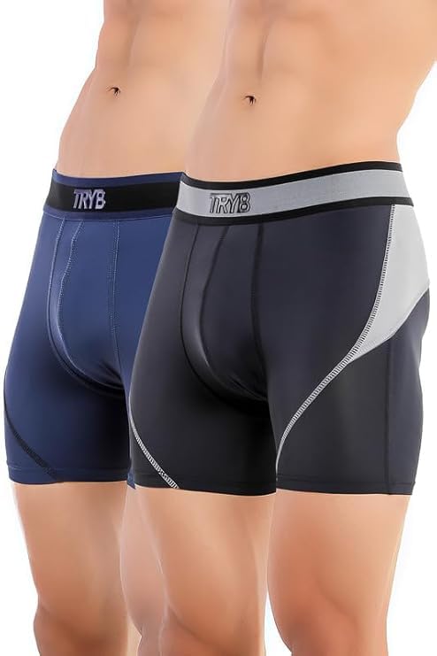 Image of TRYB Sports Underwear for Men | Stretchable Active-H Trunk Semi Compression Shorts | Trunks for Running & Gym Workout | Quick Dry, Breathable & Anti Chafing | Sports Innerwear Boxers