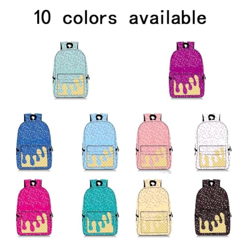 Ice Cream Drip Backpack, Cute Shoulder Bagpacks, Large Capacity Lightweight for Boys Girls Daily Use Travel (White)3