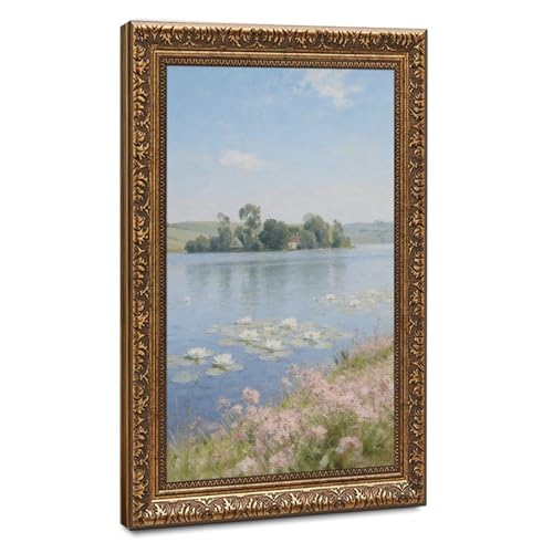 Lake Water Lilies Wildflowers Canvas Wall Art · Delicate Summer