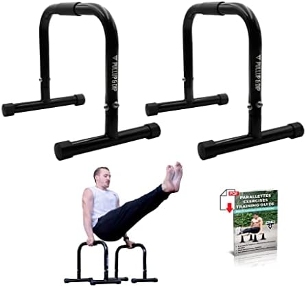 PULLUP & DIP Fitness Parallettes, Medium Parallette Bars For Calisthenics & Gymnastics, Handstand Bars With Extra Wide Handle & No Wobbling
