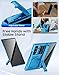 BSNRM for Samsung Galaxy Z Fold 7 Case with Card Holder RFID Blocking & Privacy Screen Protector & Slide Lens Cover & Hinge Protection & Kickstand, Shockproof Wallet Case for Z Fold 7 (Lake Blue)