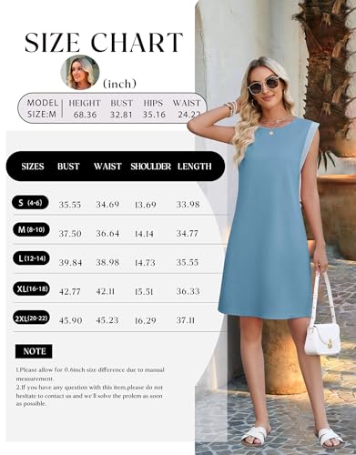 Image of WEACZZY Summer Dresses for Women 2026 Casual Crewneck Fit Beach Vacation Dress Sleeveless Loose Sundress with Pockets