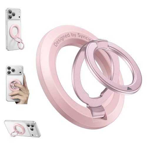 Image of SYNCWIRE Magnetic Phone Ring Holder, for MagSafe Phone Grip Stand Kickstand | Double-Sided Magnet, Removable Hands Free, Cell Phone Finger Grip, for iPhone 17 16 15 14 13 12 Pro Max, MagSafe Accessories