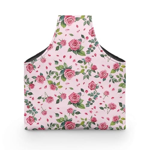 Image of KUIFORTI Roses Knitting Tote Bag Valentines Day Travel Knitting Yarn Storage Bag Organizer Lightweight Knit Wrist Bag for Holding Yarn Crochet Needles, Knitting and Crochet Supplies Soft