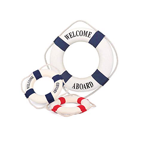 Szsrcywd Decor Life Ring, 3 PCS Welcome Aboard Life Ring Mixed Size Mediterranean