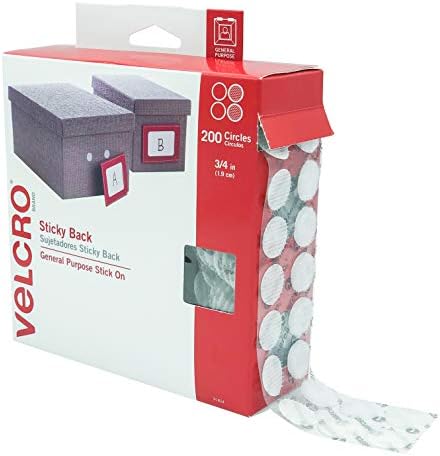 VELCRO Brand Dots with Adhesive White | 200 Pk | 3/4" Circles | Sticky Back Round Hook and Loop Closures for Organizing, Arts and Crafts, School Projects, 91824