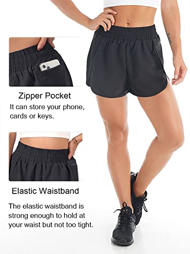 Blooming Jelly Women's Quick-Dry Running Shorts Workout Sport Layer Active Shorts with Pockets 1.75"3