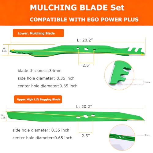 SummerCool 21" Mulching Blades Replace for EGO 21 Inch Mowers LM2130SP LM2135SP LM2156SP LM2150SP LM2130 LM2133,AB2101D Lawn Mower Replacement Blades 21 Inch,Green by SummerCool - Used condition - Image 6
