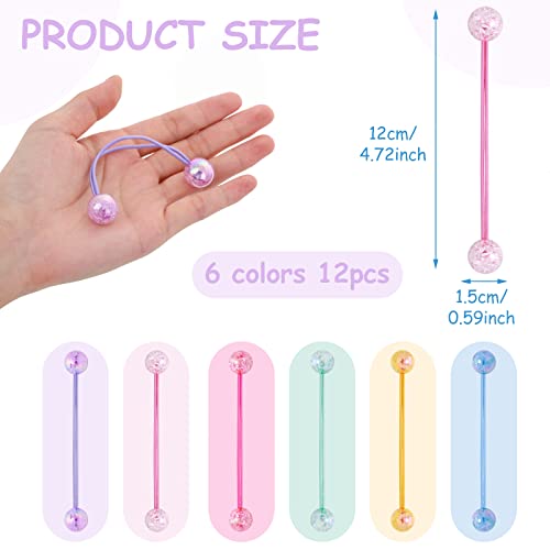 Teaaha 12PCS Ball Bobbles - Girl's Elastic Ponytail Holders with Double Balls, Cute Colourful Beads Hair Bobbles for Girls & Women - Image 2