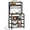 HHETOGOL Bakers Racks for Kitchens with Storage, Bakers Rack with Power Outlet, Coffee Bar, Kitchen Storage Rack with 10 S-Hooks, Kitchen Shelves for Spices, HPJ01B HHETOGOL Bakers Racks for Kitchens with Storage, Bakers Rack with Power Outlet, Coffee Bar, Kitchen Storage Rack with 10 S-Hooks, Kitchen Shelves for Spices, HPJ01B