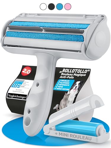 BluePet Rouleau Anti Poils Animaux, Brosse Anti Poil, Enlever Poil Chien & Chat, Réutilisable, Attrape Les Poils du Canapé, Tapis & Voiture, Pet Hair...