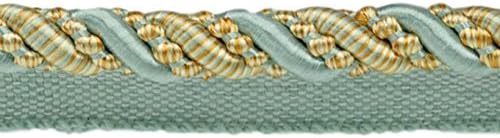 DÉCOPRO 27 Yard Value Pack of Large 7/16 inch Silver Blue, Gold, Off White, Noblesse Collection Lip Cord Style# 0716H Color: Island Breeze - 5939 (25 Meters / 81 Ft.)