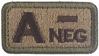 X.Sem Coyote Tan Blood Type A/B/AB/O +(-) Positive(Negative) 1'' x 2'' Patch - 1 Pack Tactical Patches Embroidery Morale Emblem (A-NEG)