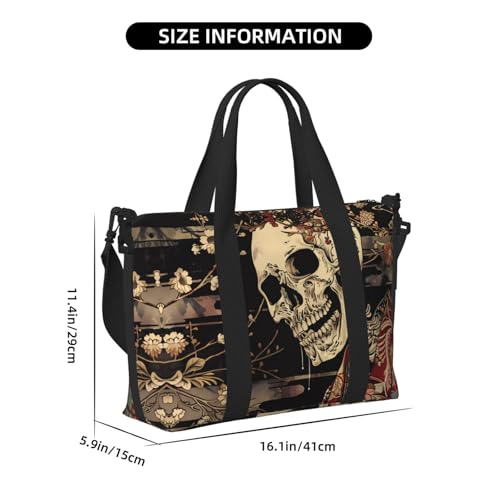 Carry On Duffle Bags Overnight Weekender Bags for Women, Gothic Eastern Floral Skull Personal Item Travel Bag, Travel Essentials Sport Gym Bag for Men Women2