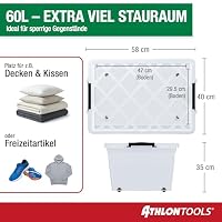 ATHLON TOOLS 4x 60 L Aufbewahrungsboxen mit Deckel, lebensmittelecht – Ansicht 2