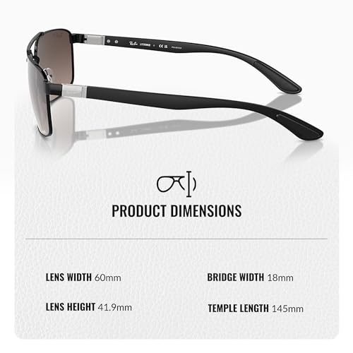 Image of Ray-Ban RB3737 CHROMANCE POLARIZED Rectangle Shape Sunglasses for Men & Women with Official Eyewear Kit