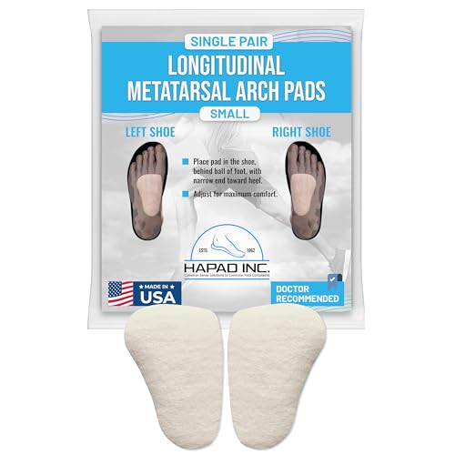 Image of HAPAD Longitudinal Metatarsal Arch Support Inserts for Women & Men, Small 3 /8 (Pack of 1) - Adhesive Arch Support Pads, Metatarsal Pads, Shoe Insoles - Foot Arch Supports for Flat Feet, High Arch