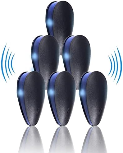 Ultrasonic Pest Repeller, 6 Pcs Black Electronic Indoor Pest Control for Mosquito, Spider, Mice, Ant, Insects, Roaches, Rodent,Non-Toxic, 100% Safe for Humans & Pets