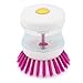 Ruilogod Plastikowy garnek Pan Wok Bowl Cleaning Tool Scrubber Brush Fuchsia White