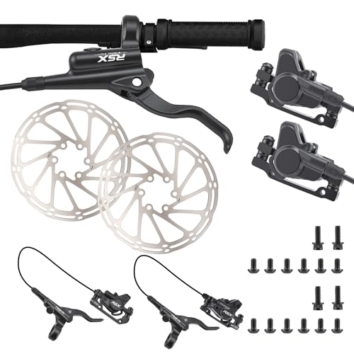 Image of MTB Hydraulic Disc Brake Set - Front 800mm & Rear 1400mm Complete Kit with 2-Piston Calipers, Universal IS/PM Adapters | Aluminum Alloy Brake Levers for Mountain Bike, Folding Bike