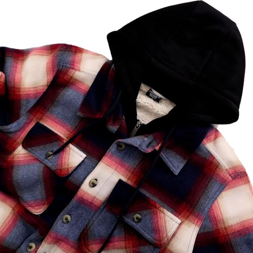 Image of LeeHanTon Mens Flannel Jacket Heavyweight Sherpa Fleece Jackets Outdoor Hiking Casual Soft Warm Coat with Pockets