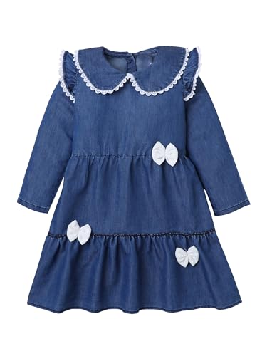 Image of Dresses for Kids Girls, Stylish Knee Length Once Piece Denim Frocks for Girls, Casual Dress for Summer & Birthday Family Gathering & Special Occasion