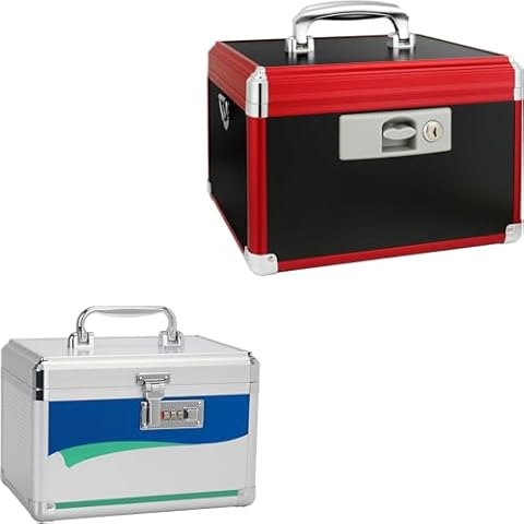 GODLONSEN Medication Lock Box, Locked Medicine Box, Medicine Safe Lock Box, Medicine Lock Box With Code【Small -10x6x6.7 Inch】 And Medicine Lock Box With Key【Medium -11.2 x 7.6 x 7.6 Inch 】 Cover