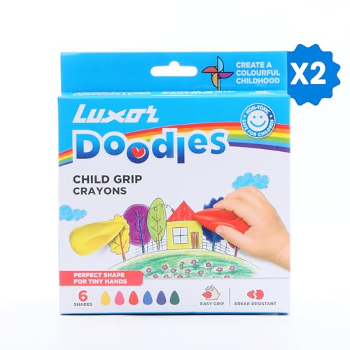 Image of Luxor Doodles Child Grip Plastic Crayons 6's, Pack of 2