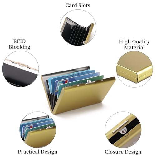 Image of Stainless Steel Credit Card Wallet RFID Blocking Metal Case Pocket Business Card Holder for Women and Men
