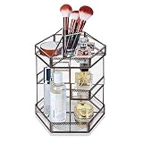 Ikkle 360 Rotating Makeup Organizer Glass Countertop Cosmetic Storage Perfume Display Glass Beauty D