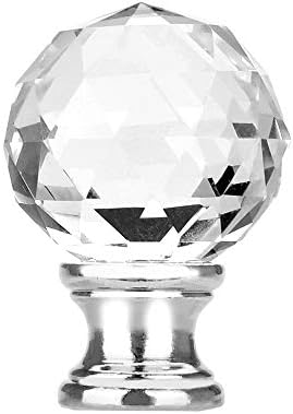 Tootoo Star Threaded Diamond Crystal Lamp Shade Finial, with Silver Aluminum Base, Decorative for Table or Floor Lamps