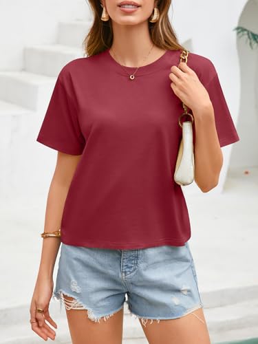 Image of UNCLECAT Womens Short Sleeve Crop Tops Summer Basic Cropped T Shirts