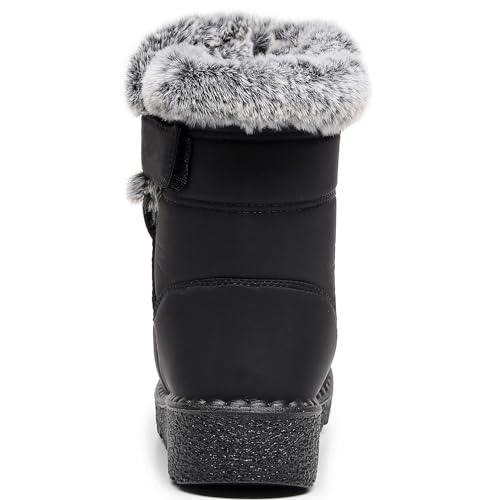 Image of Winter Snow Boots for Women Men, Lightweight Water-Resistant Boots | faux fur lining, rubber sole, warm winter wear, dog walking, errands, light snow, indoor outdoor