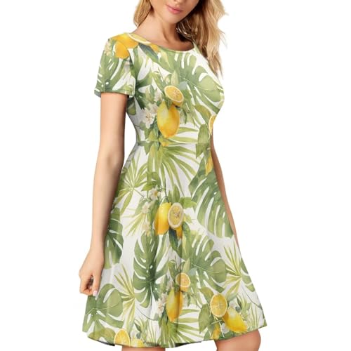 Image of AFPANQZ Womens Casual Summer Lightweight Vintage Dress Short Sleeve Midi Dress Knee-Long Luxury Formal Dress