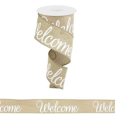 Welcome Canvas Wired Edge Ribbon, 2.5