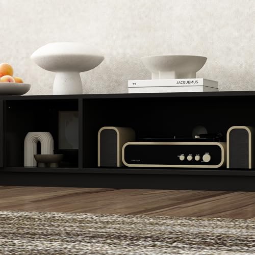 AIEGLE Modern TV Stand for 100+ Inch TVs, 94.5\" W Entertainment Center with 2 Drawers & Shelves, Large Media Console Table TV Cabinet with Storage, Black - Thumbnail 4