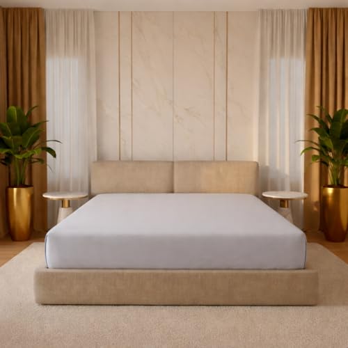 Image of 500TC 100% Egyptian Cotton King Size Fitted Bedsheet (72 x 78 inch) | All-Round Elastic | Fits Upto 12 inch Mattress | Pillowcover Not Included | Light Grey Solid Bedsheet Set