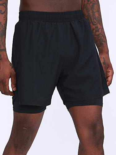 Ajcoflt Calças esportivas 2 em 1 masculinas de secagem rápida Calças curtas para basquete.