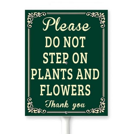 Horienteeon Do Not Step On Plants And Flowers Aluminium Lawn Yard Sign With Stake Keep Off Lawn Caution Security Notice Neighborhood Street Plaque For Outdoor Garden Decoration Use Easy Install 6x4.6"