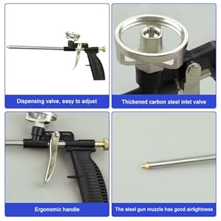 Foam Gun Expanding Foam Guns Professional Heavy Duty Aluminium Foaming Gun Stainless Steel Spray Thermal Insulation Applicator for Caulking,Filling,Sealing,Windows DIY Projects