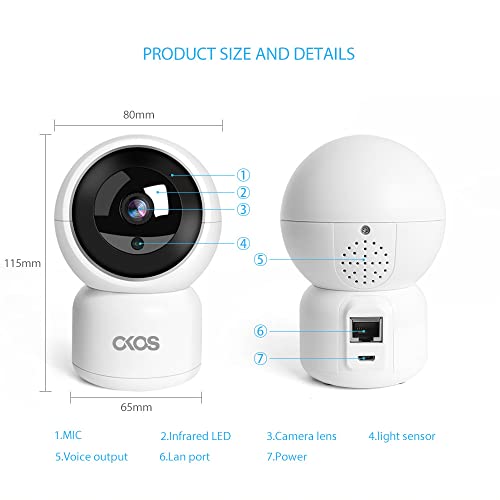 Image of OKOS 1080p Dome 360 WiFi Security Camera Surveillance System with Motion Detection, Smart AI Alerts, Night Vision, Two-Way Audio | Cloud /Local Storage Available | Compatible with Alexa and Google