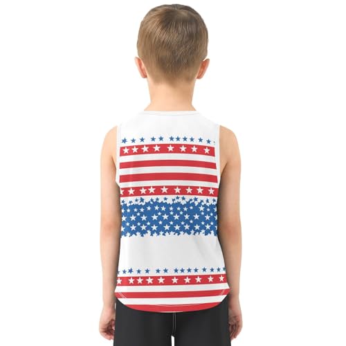 Boys Tank Top Shirts American Style Stars Stripes Sleeveless T-Shirts Crew Neck for Kids Clothing Children3
