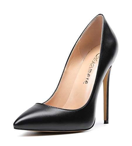 Castamere Zapatos de Tacón Puntiagudas Mujer Tacón de Aguja 12CM Alto Tacón Negro PU Zapatos EU 40