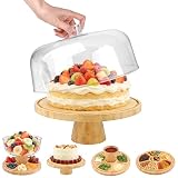 Gaethra Tortenplatte mit Fuß und Haube Acryl Tortenständer Holz Kuchenplatte Rund Tortenteller 30.5 cm Cake Stand Kuchenständer Kuchenplatte mit Fuß für Geburtstagsparty Nachmittagstee Babyparty