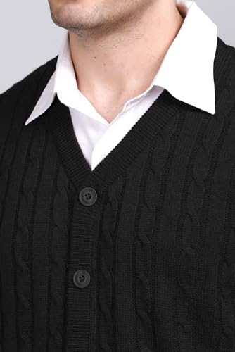 Image of V Neck Cardigans for Men - Woolen Sleeveless Sweater for Man Winter Wear
